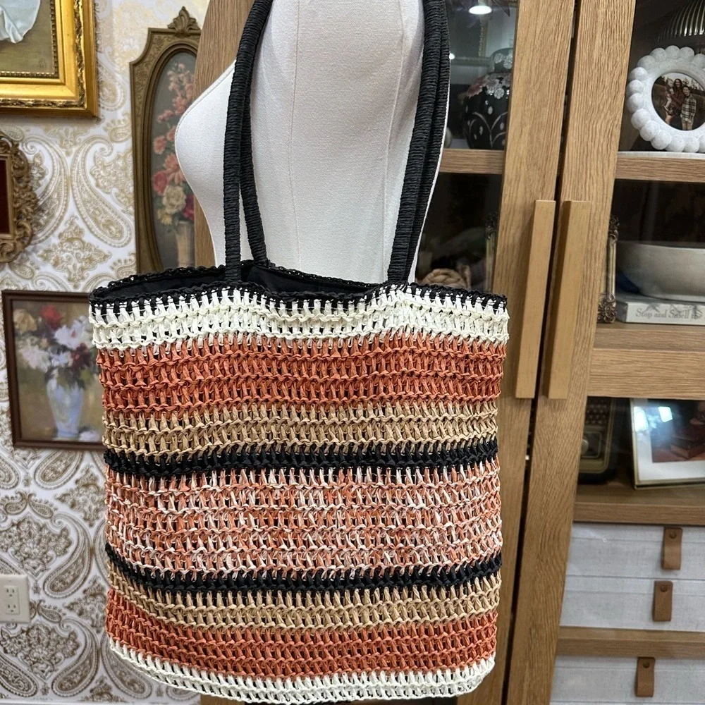 Molly Bracken Multicolor Woven Tote Bag